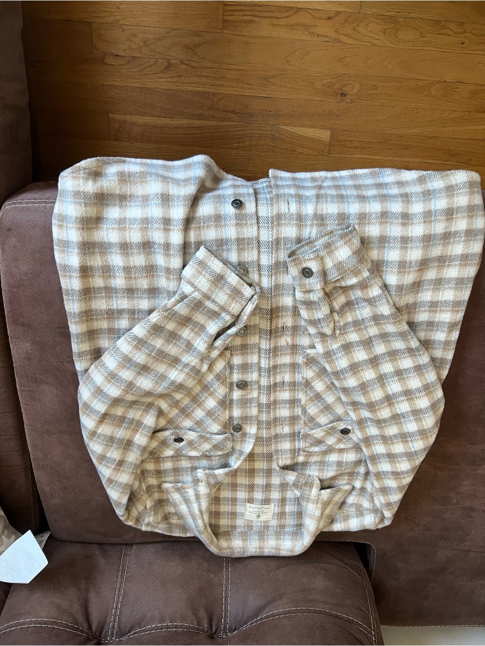Women Plaid Button-Up Pants in Beige and Cream